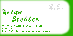 milan stebler business card